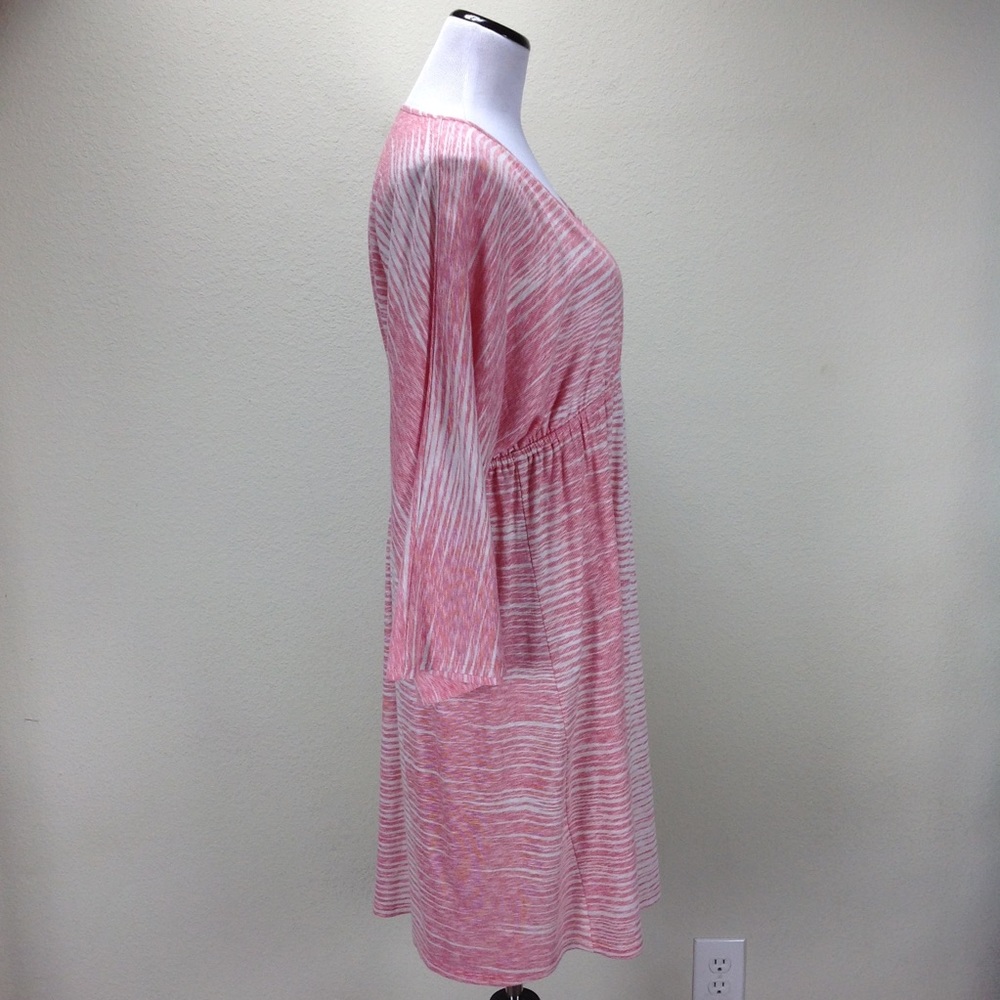 Natori Red & Cream V-Neck Empire Waist Dress - Picture 4 of 8